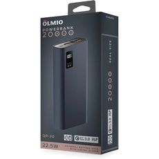 Внешний аккумулятор Power Bank Olmio 20000 mAh /22.5W/QR-20/QC3.0/LSD/PD темно-синий