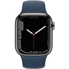 Apple Watch Series 7 41mm Stainless Steel Case with Sport Band Black/Blue