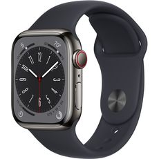 Apple Watch Series 8 41mm Stainless Steel Case with Sport Band Black/Midnight