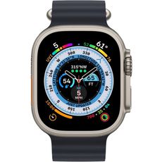 Apple Watch Ultra 49 mm Titanium Case, Ocean Band Midnight (One Size, 130-200 mm) Midnight