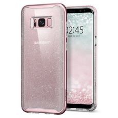 Задняя накладка для Samsung S8 прозрачная с розовым/стразы Spigen