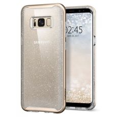 Задняя накладка для Samsung S8 прозрачная с золотом/стразы Spigen