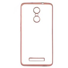 Задняя накладка для Xiaomi Redmi Note 3 прозрачная с розовой окантовкой
