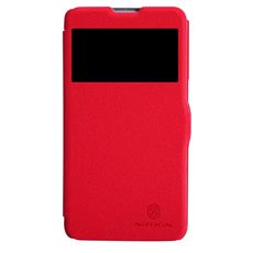 Чехол для HTC One M8 / M8X книжка с окном красная кожа