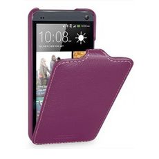 Чехол для HTC One откидной фиолетовая кожа