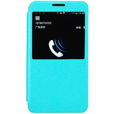 Чехол для Samsung Note 3 книжка с окном голубая кожа