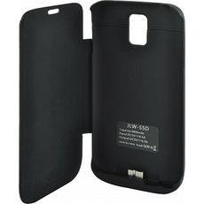 Чехол для Samsung S5 книжка с АКБ 4200mAh черная кожа