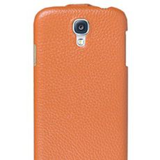 Чехол для Samsung S5 откидной оранжевая кожа