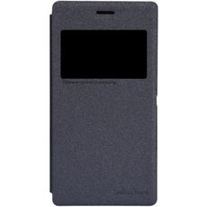 Чехол для Sony Xperia M2 книжка с окном черная кожа
