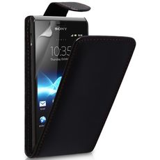 Чехол для Sony Xperia Z1 Сompact откидной черная кожа