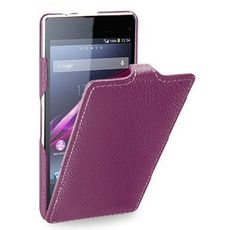 Чехол для Sony Xperia Z1 Сompact откидной фиолетовая кожа
