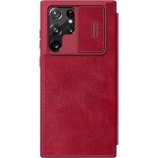 Чехол-книга для Samsung Galaxy S22 Ultra Nillkin красный со шторкой для камеры