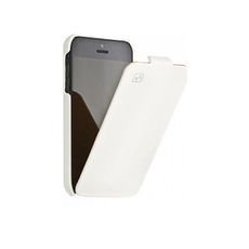 Чехол откидной для iPhone 5 белая кожа