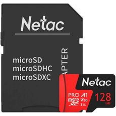Карта памяти MicroSD 128gb Netac SDXC Class 10 UHS-I ( NT02P500PRO-128G-R ) + SD adapter