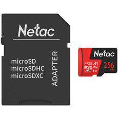 Карта памяти MicroSD 256gb Netac SDXC Class 10 UHS-I ( NT02P500PRO-256G-R ) + SD adapter