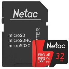 Карта памяти MicroSD 32gb Netac SDXC Class 10 UHS-I  NT02P500PRO-32G-R  + SD adapter