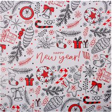 Подарочная упаковка L белая «Happy new year»