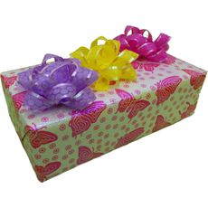 Подарочная упаковка S розовая, бабочки