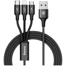 USB кабель 3в1 8 pin Type-C Микро USB 3.0 A черный