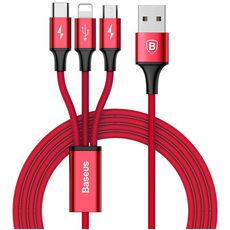 USB кабель 3в1 8 pin Type-C Микро USB 3.0 A красный