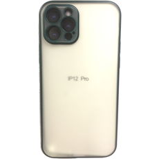 Задняя накладка для iPhone 12/12Pro зеленый ободок силикон с защитой для камеры