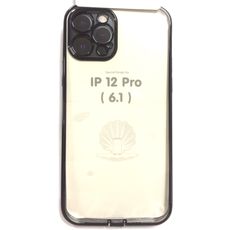 Задняя накладка для iPhone 12 Pro черный ободок силикон с защитой для камеры