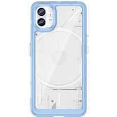 Задняя накладка для Nothing Phone 1 прозрачная с синей рамкой противоударная