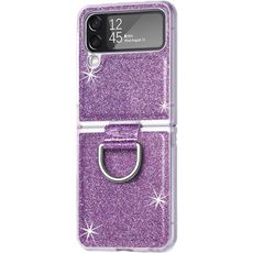 Задняя накладка для Samsung Galaxy Z Flip 4 фиолетовая с кольцом