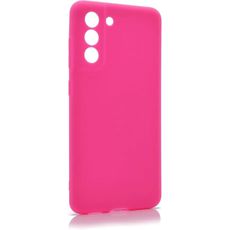 Задняя накладка для Samsung S21Fe ярко-розовая силикон с защитой камеры
