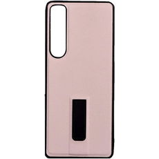 Задняя накладка для Sony Xperia 10 IV розовая кожа с подставкой