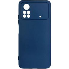 Задняя накладка для Xiaomi Poco X4 Pro синяя силикон с защитой камеры