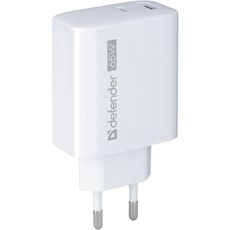 Сетевое зарядное устройство Defender 65W USB+Type-C белый совместимость с телефонами и ноутбуками