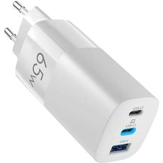 Сетевое зарядное устройство OLMIO 65W Type-Cx2 +USB PowerDelivery QuickCharge GAN white