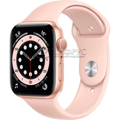 Apple Watch Series 6 GPS 44mm Aluminum Case with Sport Band Gold/Pink Sand (LL) - 