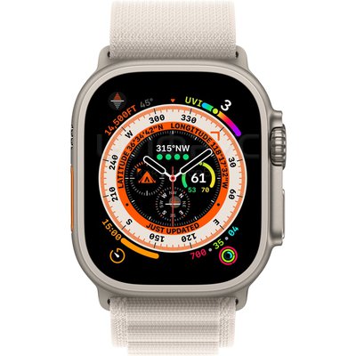 Apple Watch Ultra 49 mm Titanium Case, Alpine Loop Starlight (Large, 165-210 mm) Starlight - 
