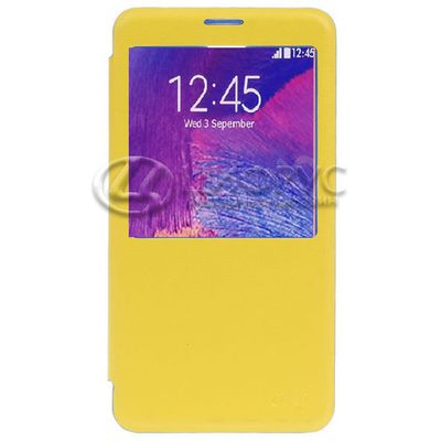 Чехол для Samsung Galaxy Note 4 N910 книжка с окном желтая кожа - Цифрус