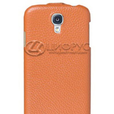 Чехол для Samsung S5 откидной оранжевая кожа - Цифрус