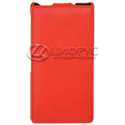 Чехол для Sony Xperia T2 Ultra откидной красная кожа - Цифрус