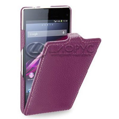 Чехол для Sony Xperia Z2 откидной фиолетовая кожа - Цифрус