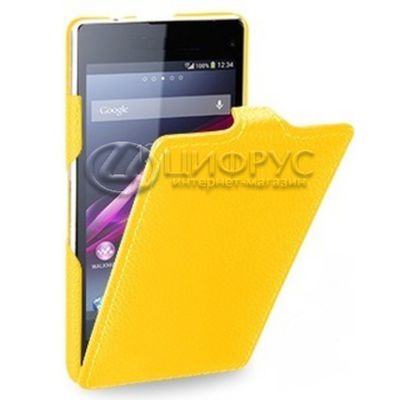 Чехол для Sony Xperia Z3 откидной желтая кожа - Цифрус