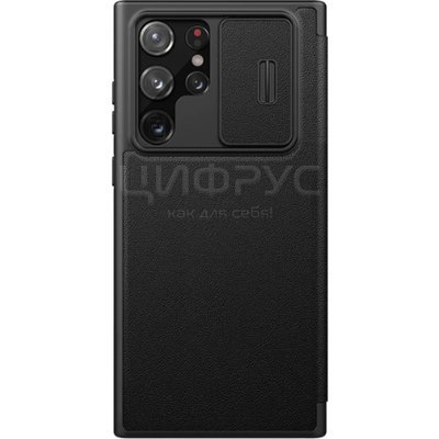 Чехол-книга для Samsung Galaxy S22 Ultra Nillkin черный со шторкой для камеры - Цифрус