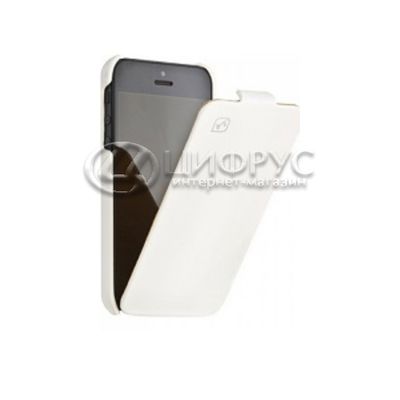 Чехол откидной для iPhone 5 белая кожа - Цифрус
