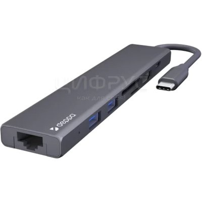 HUB   Deppa USB Type-C 7  1 (73127), HDMI 4K, Type-C Power Delivery, 2xUSB 3.0, RJ45, microSD/SD,  - 
