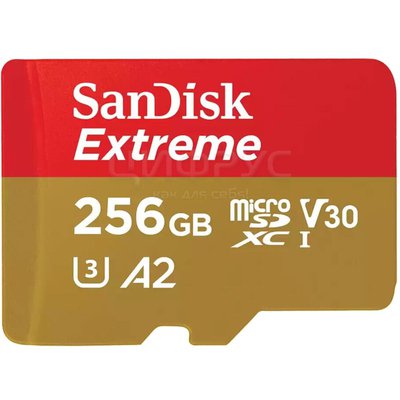   MicroSD 4K 256gb (190/130 MB/s) SDXC Sandisk Extreme UHS-I U3 V30 A2 - 