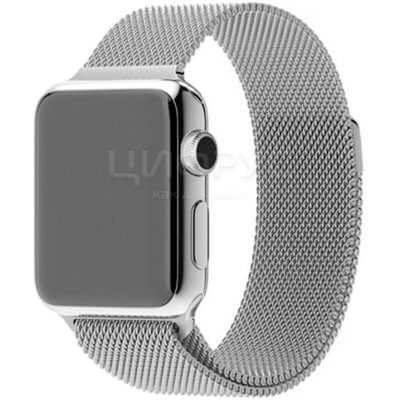 Ремешок Apple Watch 42/44/45mm серебристый металл миланская петля - Цифрус