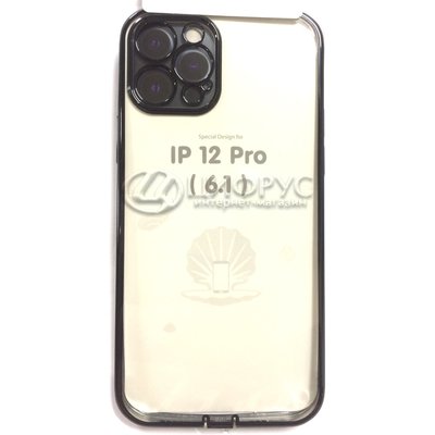 Задняя накладка для iPhone 12 Pro черный ободок силикон с защитой для камеры - Цифрус