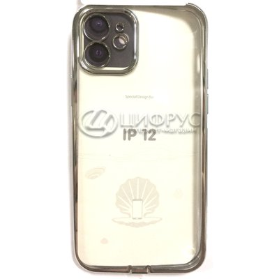 Задняя накладка для iPhone 12 серебряный ободок силикон с защитой для камеры - Цифрус