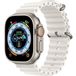 Apple Watch Ultra 49 mm Titanium Case, Ocean Band White (One Size, 130-200 mm) White () - 