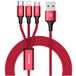 USB кабель 3в1 8 pin Type-C Микро USB 3.0 A красный - Цифрус