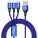 USB кабель 3в1 8 pin Type-C Микро USB 3.0 A синий - Цифрус